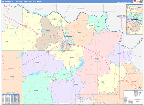 Wichita Falls Metro Area Wall Map